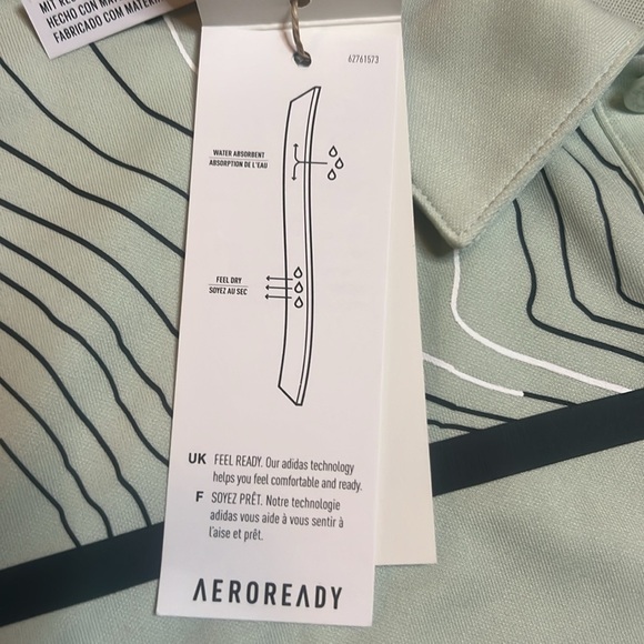 NWT Adidas Men's Light Green Golf Polo Shirt sz L Aeroready Technology - Picture 5 of 12